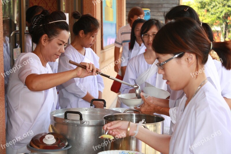 Thailand Food Buddhists Women People