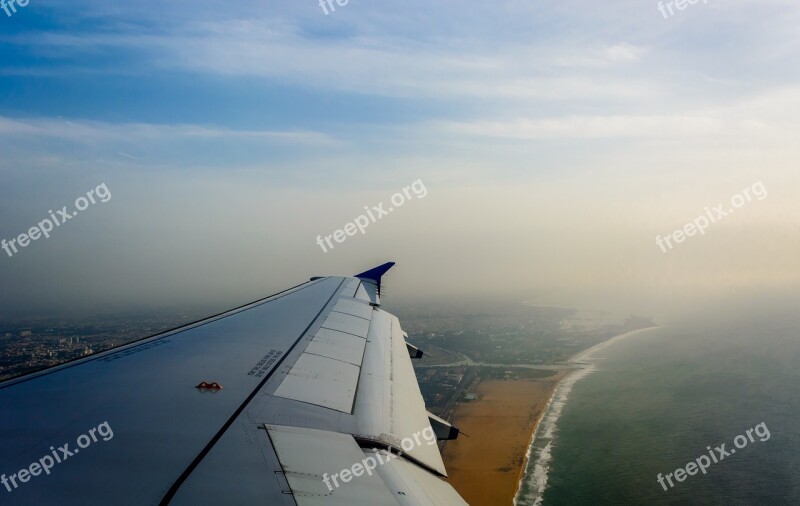 Airplane Wing Airplane Window Plane Beach Beach View