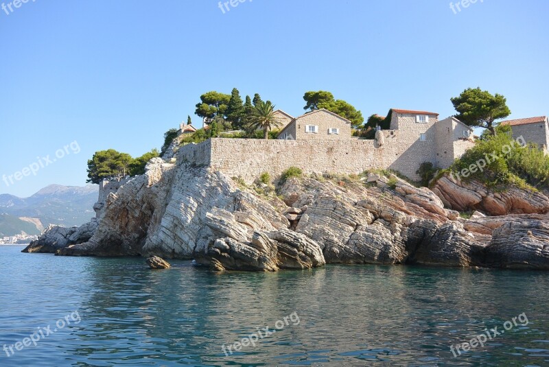 Sea Island Wave Journey Sveti Stefan