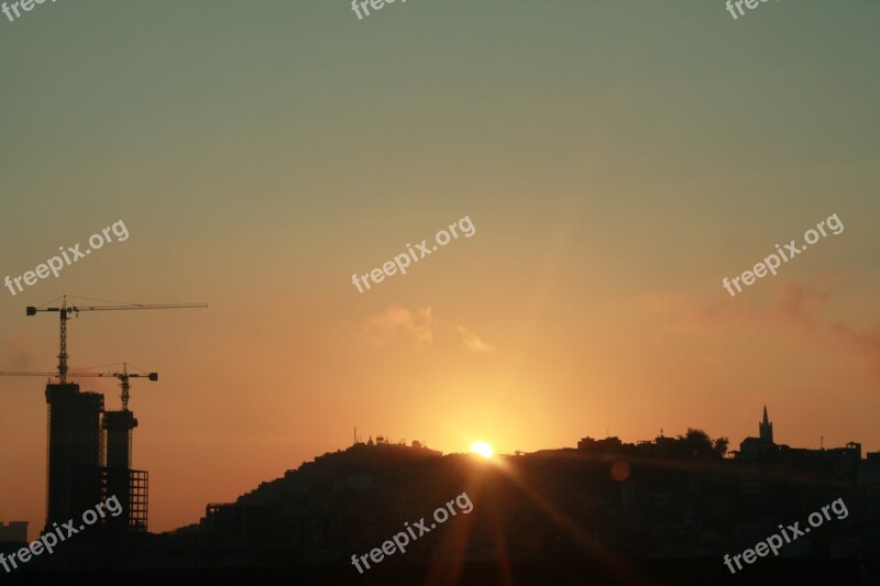 Rio De Jainero Sunrise Baukran Hill Free Photos