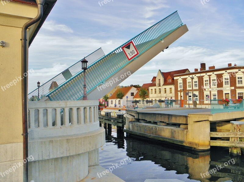 Drawbridge Road Bridge Port Ueckermünde City ​​harbor