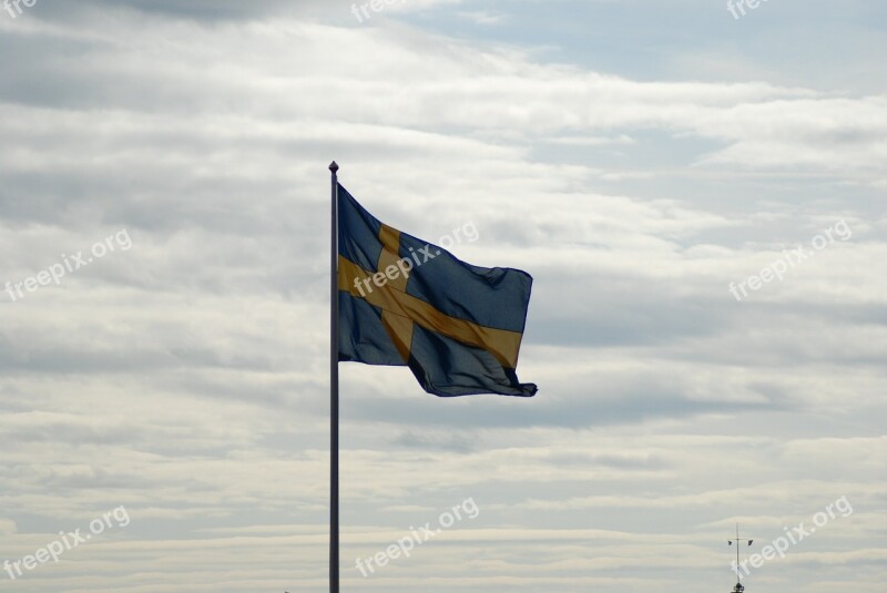 Swedish Flag Cloudy Sky Summer Symbol Flag