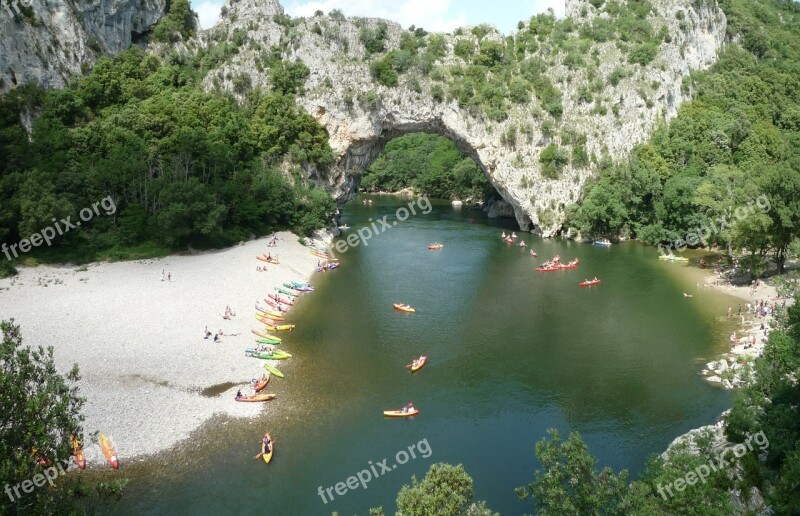 Bow Bridge Ardèche Canoe River Free Photos