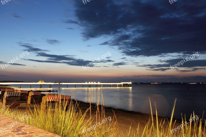 Beach Sunset Sun Sea View Night