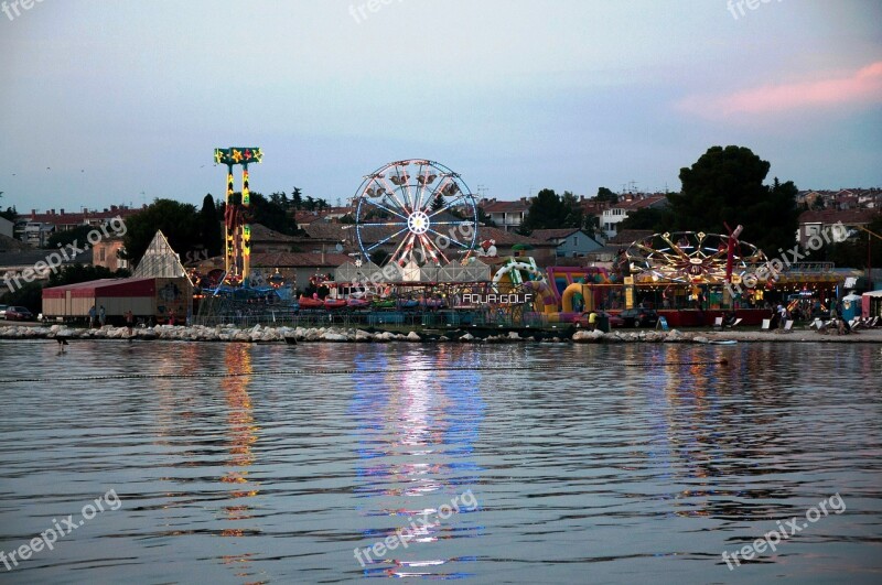 Funfair Porec Sea Croatia Istria