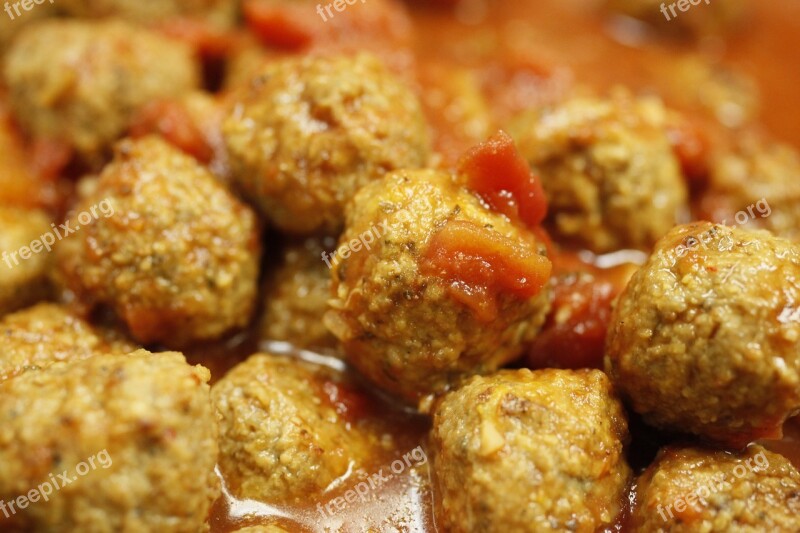 Meat Balls Food Spicy Sauce Meat