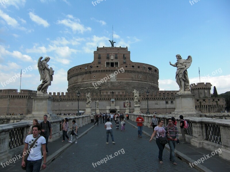 Rome Italy Bridge Ponte Sant Angelo Building