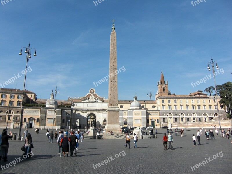 Rome Italy Space Piazza Del Popolo Obelisk