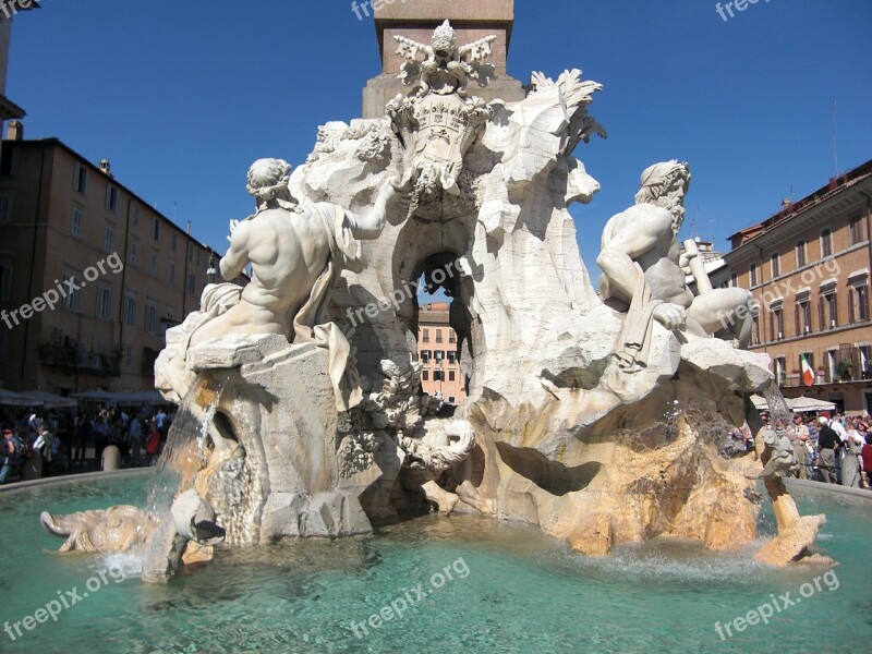 Rome Italy Fountain Marble Piazza Navona