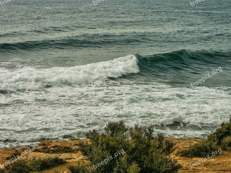 Waves Alicante After Orchards Mediterranean Sea Cloudy