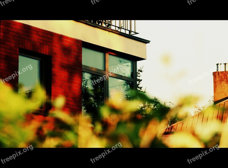 House Balcony Glass Chimney Autumn