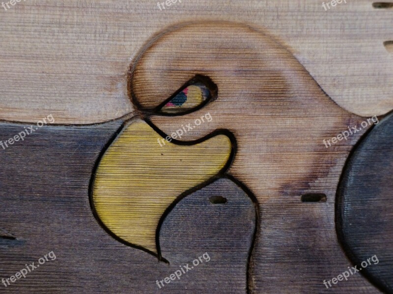 Wooden Picture Carving Bald Eagle Bird