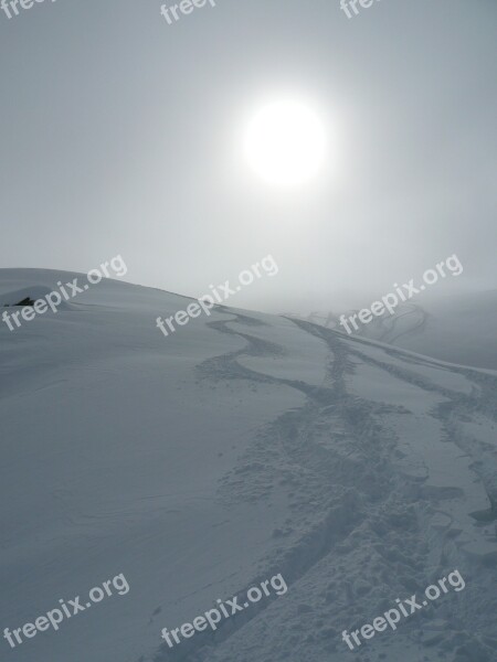 Snow Winter Steps Traces Sun