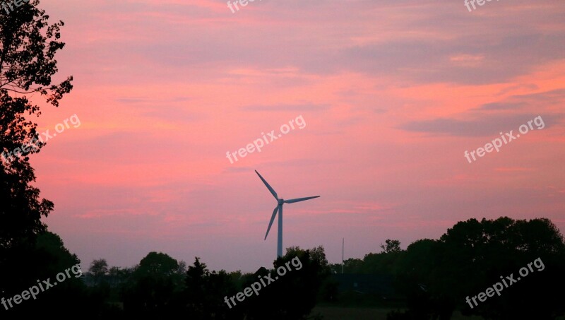 Sunset Himmel Cloud Horizon Windmill