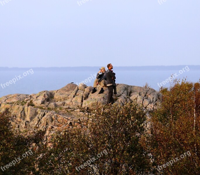 People Views Cliffs Kullaberg Sound