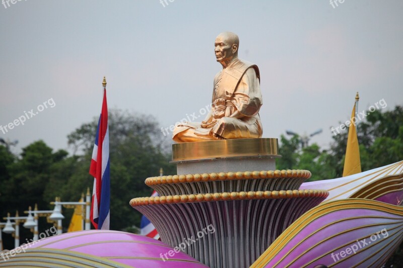 Buddha Gold Monk Statue Thailand