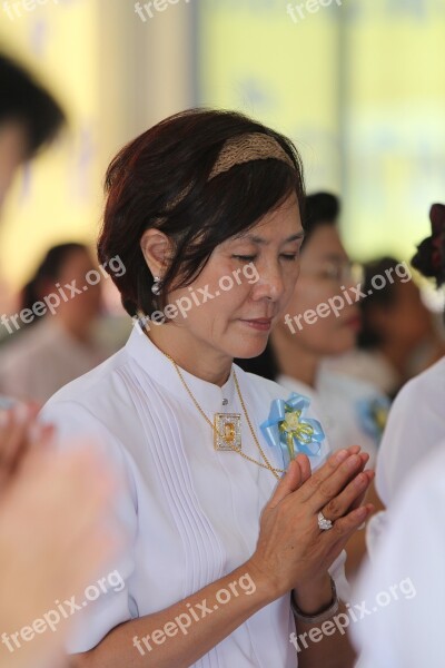 Buddhists Praying People Woman Thailand