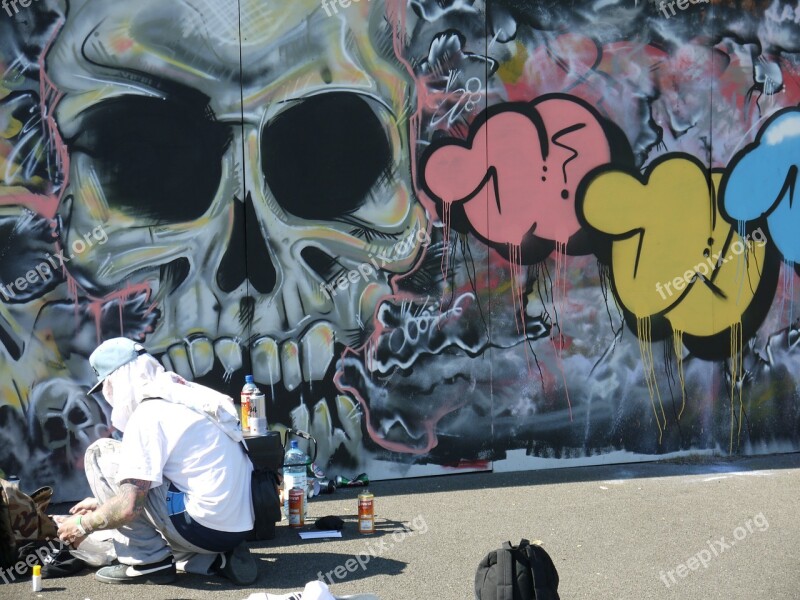 Sprayer Man Graffiti Street Art Backdrop