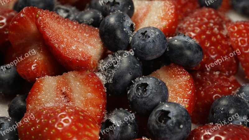 Berries Strawberries Blueberries Sugar Red