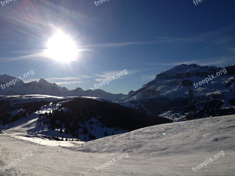 Wintry Ski Area Corvara Winter Mountains