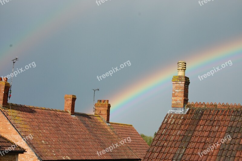 Rainbow Roof Chimney Sky Roofs