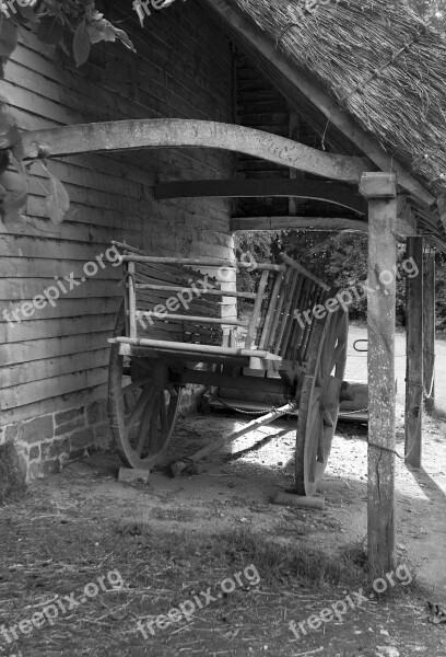 Ox Cart Timber Construction Shelter Barn Thatched Roof