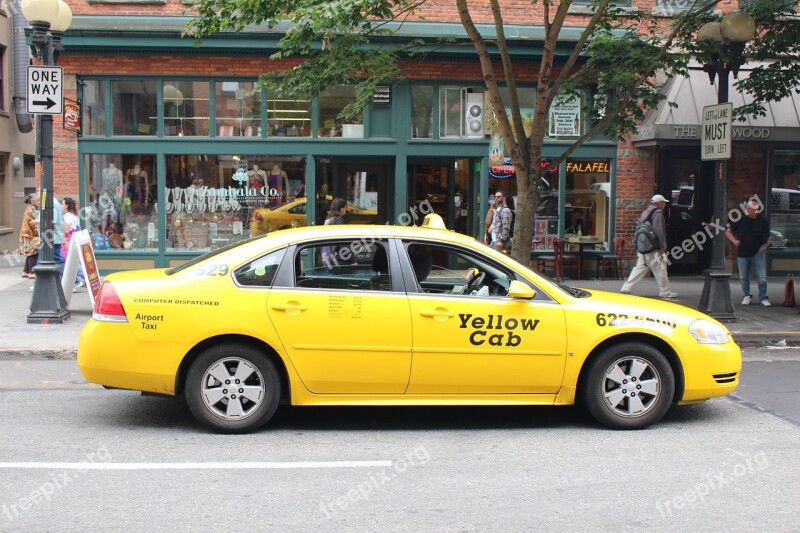 Seattle Taxis Yellow Car Free Photos