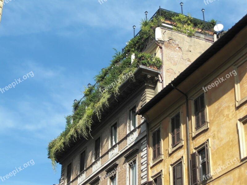 Roof Garden Rome Italy Building Facade