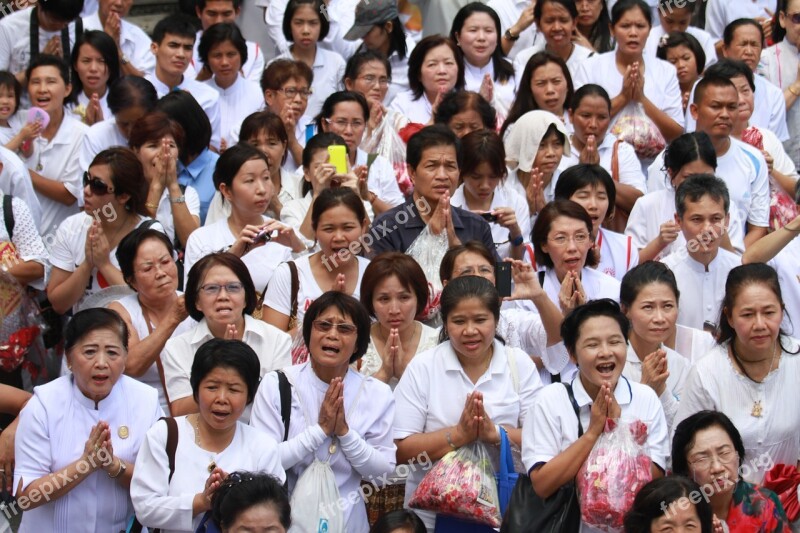 Women Buddhists Praying People Thailand