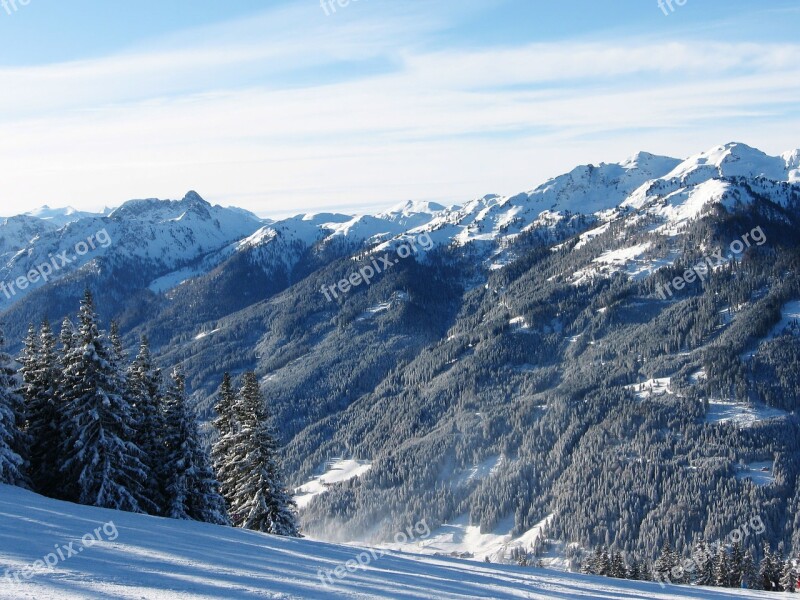 Mountains Nature Hills Winter Landscape