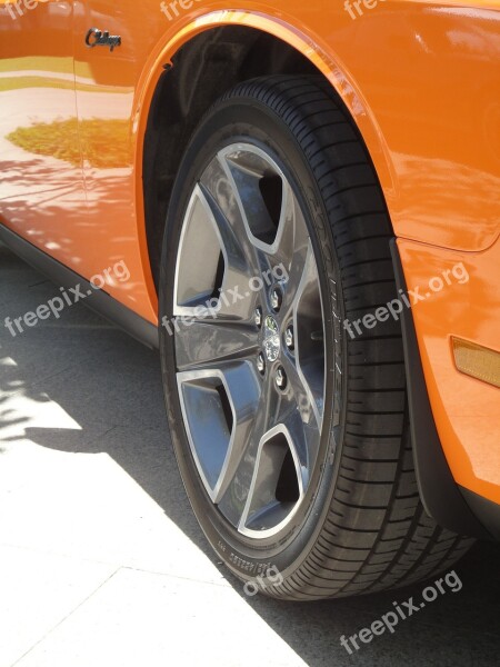 Muscle Car Challenger Orange Automobile Retro