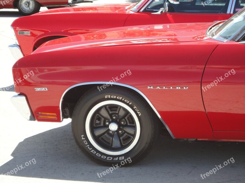 Classic Car Malibu Red Car Vintage