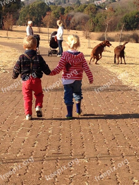 Kids Cute Holding Hands Happiness Walk