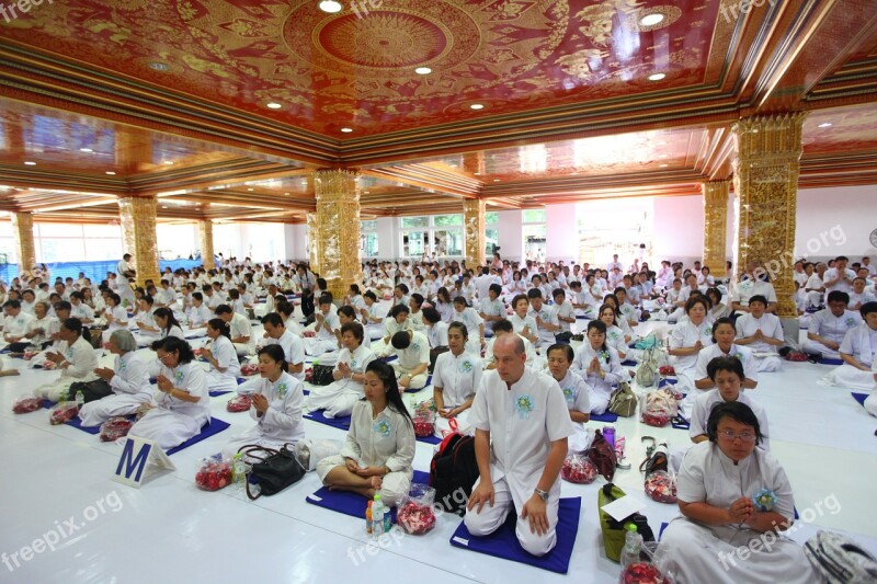 Buddhism Temple Praying Buddhists People