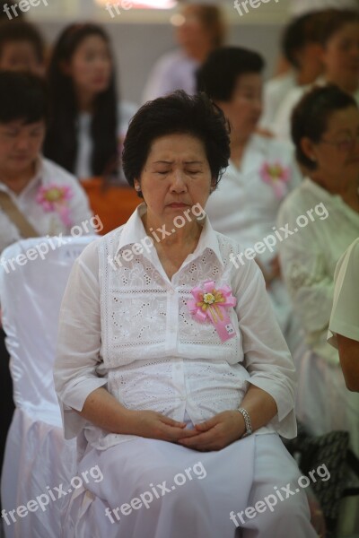 Praying Buddhists People Thailand Asia