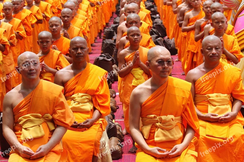 Monk Buddhists Sitting Elderly Old