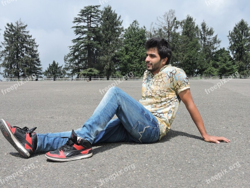 Man Relax Beach Sitting Male