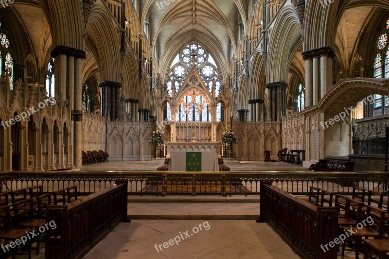 Lincoln Cathedral Altar Communion Rail Carved Stonework Reredos