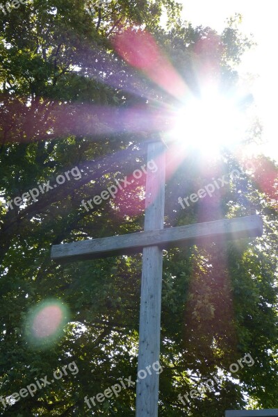 Cross Backlighting Light Beam Wooden Cross Crucifix