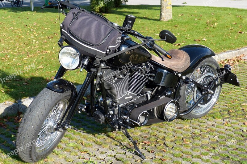 Motorcycle Harley Davidson Black Motor Cult