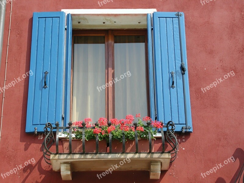 Window Facade Painted Colorful Shutter