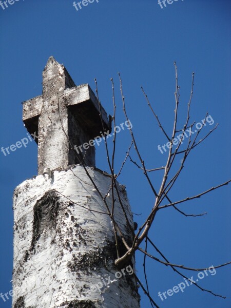 Cross Birch Christianity Free Photos