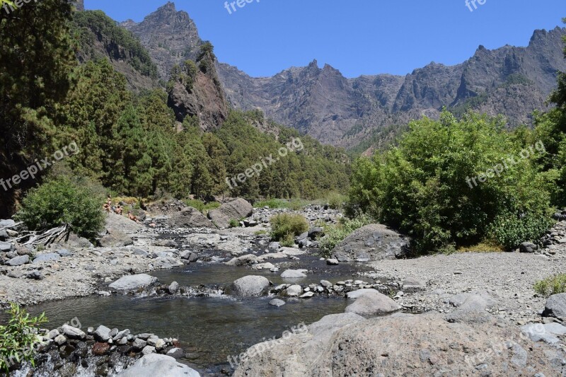 Barranco De Las Anguish La Palma Spain Mountain Stream Gorge