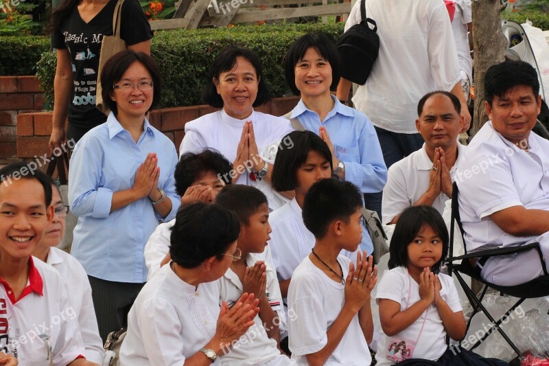 People Praying Religious Buddhism Wat