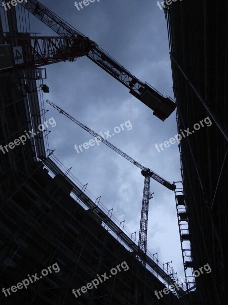 Site Baukran Construction Work Scaffold Free Photos