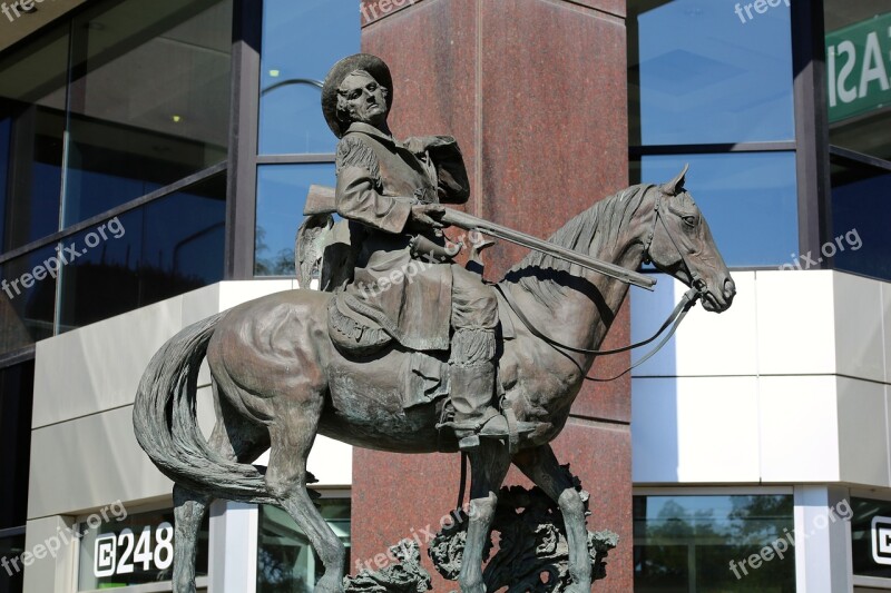 Statue Horse Man Riding Cowboy