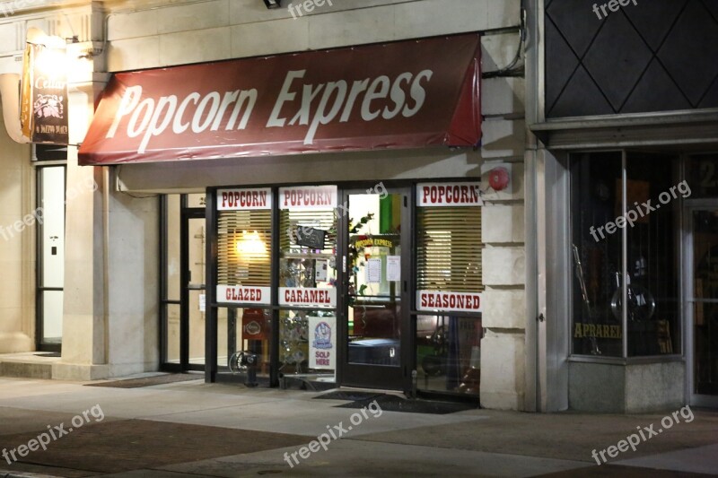 Popcorn Express Store Night Closed Popcorn