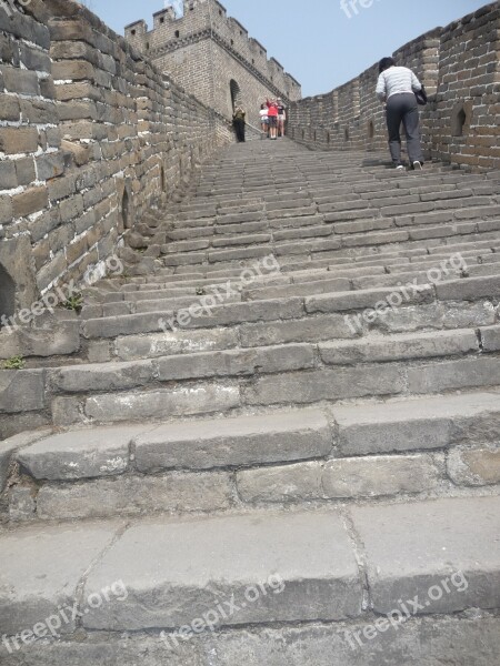 Great Wall Of China Stairs Steps Upwards China