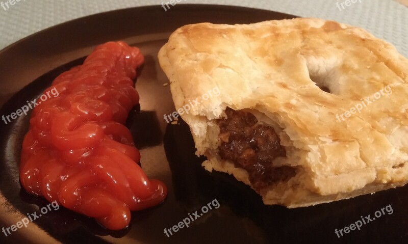 Meat Pie Ketchup Food Australian Food Aussie Food