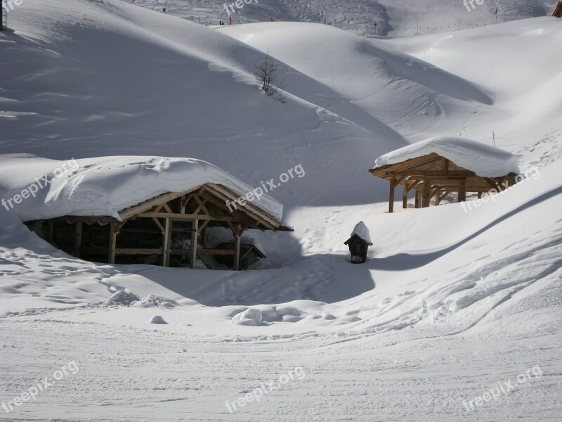 Huts Snow Mountain Dolomiti Landscape